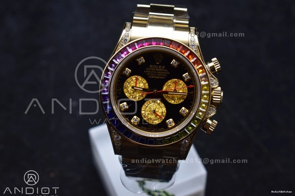 779 on SH Rainbow Black Bracelet ZF Timeless Edition 1:1 Daytona Dial Diamonds 116598RBOW YG Best 1228
